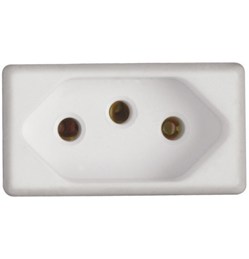 Tomada 2 pinos e terra NBR 14136 Liz 10A/250V Branco 57115/030 Tramontina Tomada 2 pinos e terra NBR 14136 Liz 10A/250V Branco 57115/030 Tramontina