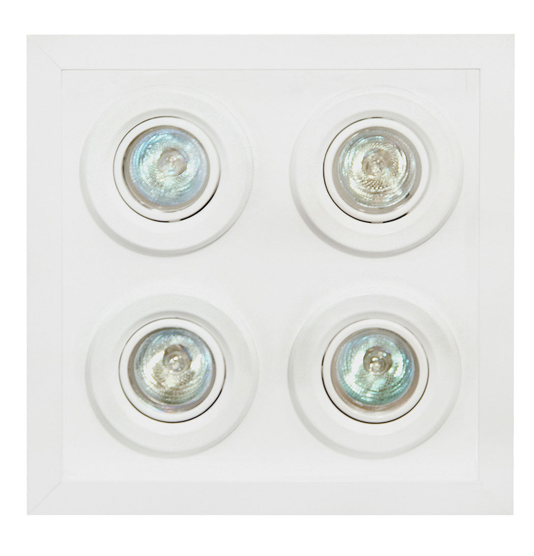 Luminária de Embutir Quadrada de Alumínio Para 4 Lâmpadas AR70 Branca